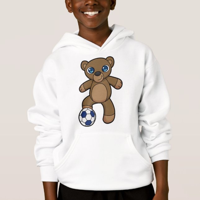 Bear as Soccer player with Soccer ball Hoodie (Front)