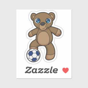 Bear as Soccer player with Soccer ball Sticker