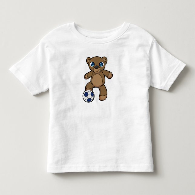Bear as Soccer player with Soccer ball Toddler T-shirt (Front)