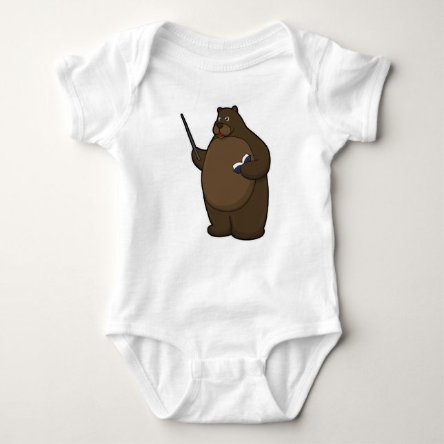 Bear as Teacher with Book & Pointer Baby Bodysuit (Front)