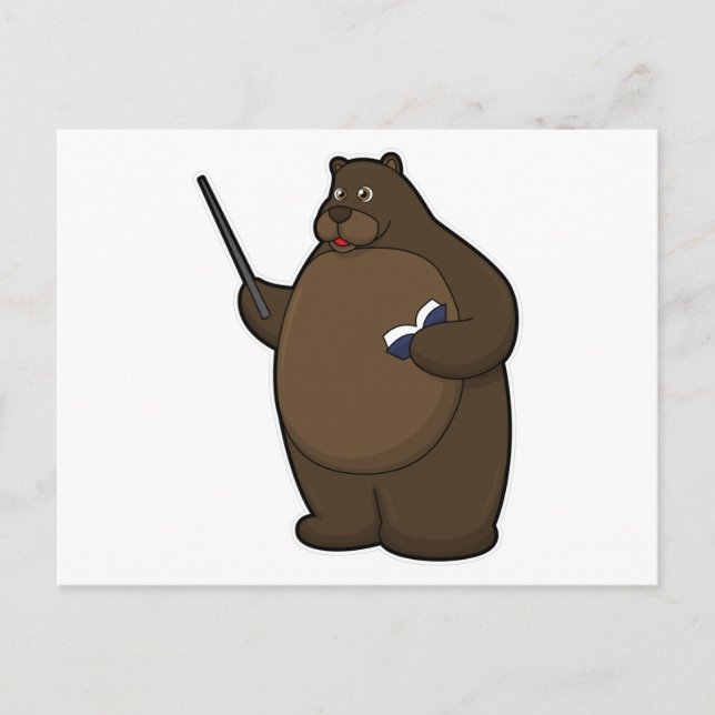 Bear as Teacher with Book & Pointer Postcard (Front)