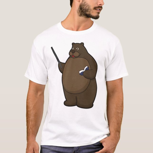 Bear as Teacher with Book & Pointer T-Shirt (Front)