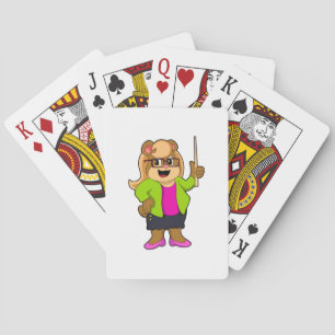 Bear as Teacher with Glasses Poker Cards
