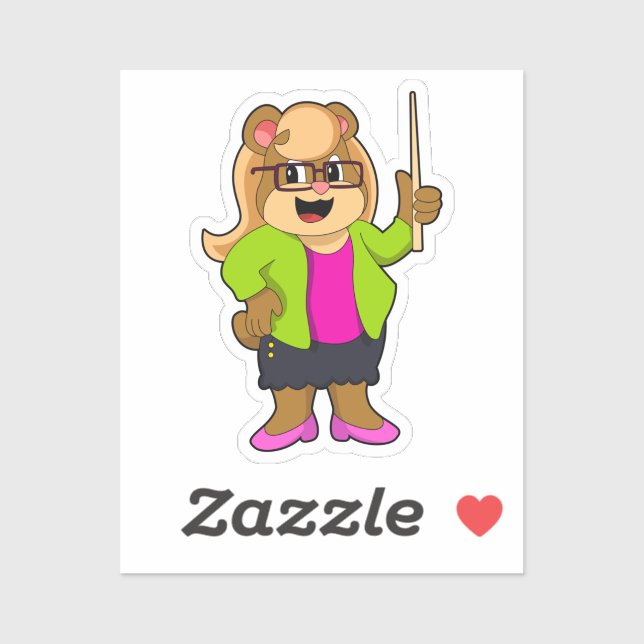 Bear as Teacher with Glasses Sticker (Sheet)