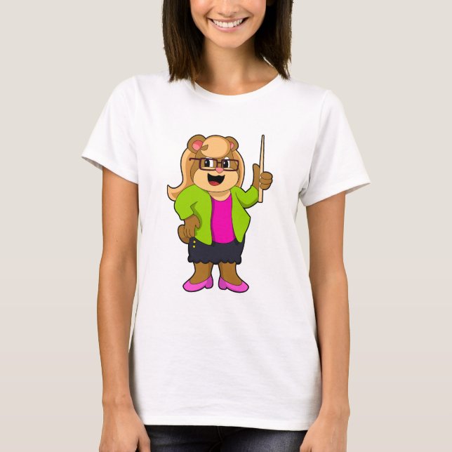 Bear as Teacher with Glasses T-Shirt (Front)