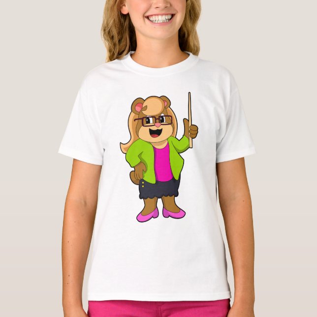 Bear as Teacher with Glasses T-Shirt (Front)