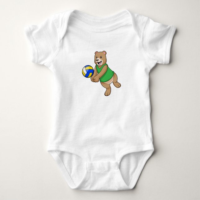 Bear as Volleyball player with Volleyball Baby Bodysuit (Front)