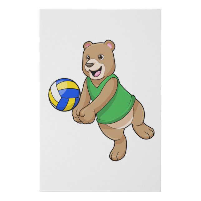 Bear as Volleyball player with Volleyball Faux Canvas Print (Front)