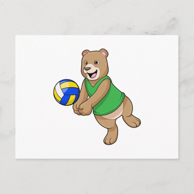 Bear as Volleyball player with Volleyball Postcard (Front)
