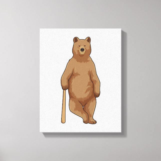 Bear at Baseball with Baseball bat Canvas Print (Front)