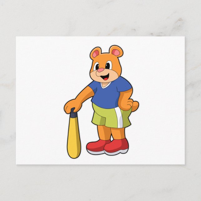 Bear at Baseball with Baseball bat Postcard (Front)