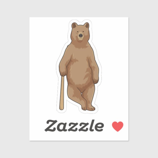 Bear at Baseball with Baseball bat Sticker (Sheet)