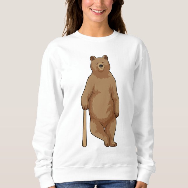 Bear at Baseball with Baseball bat Sweatshirt (Front)
