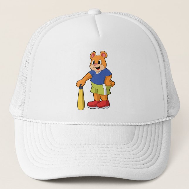 Bear at Baseball with Baseball bat Trucker Hat (Front)