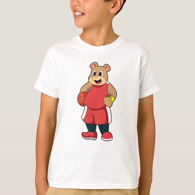 Bear at Basketball Sports T-Shirt (Front)
