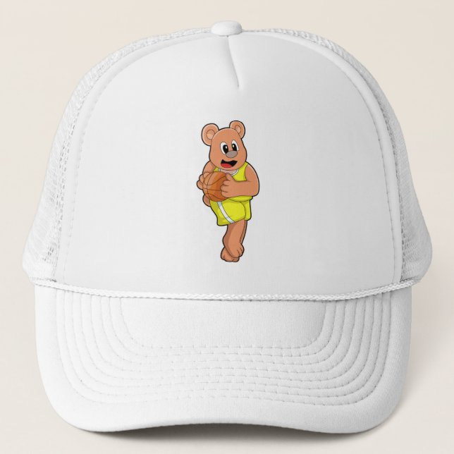Bear at Basketball Sports Trucker Hat (Front)