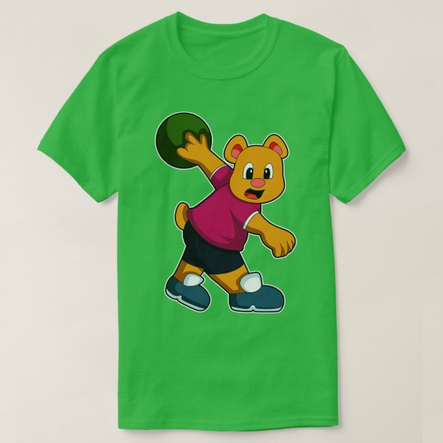 Bear at Bowling with Bowling ball 2 T-Shirt (Design Front)