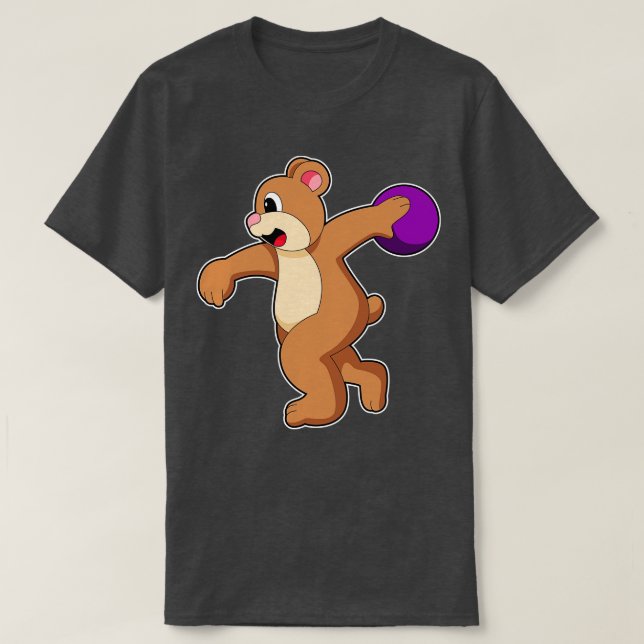 Bear at Bowling with Bowling ball 3 T-Shirt (Design Front)