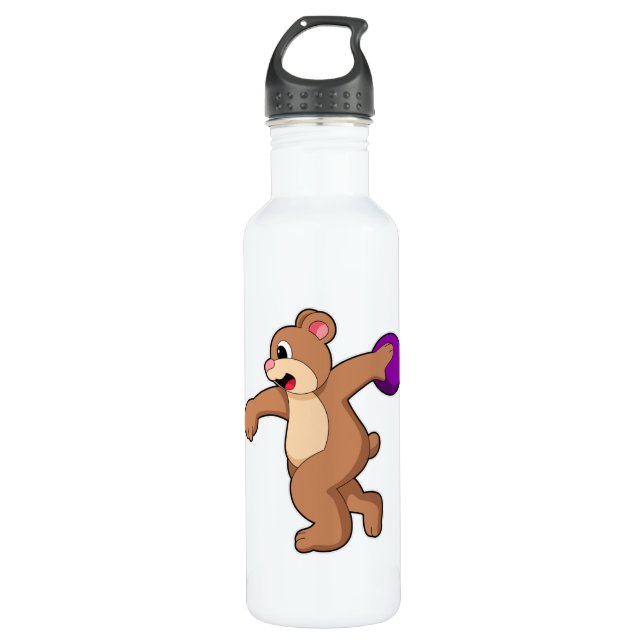 Bear at Bowling with Bowling ball Stainless Steel Water Bottle (Front)