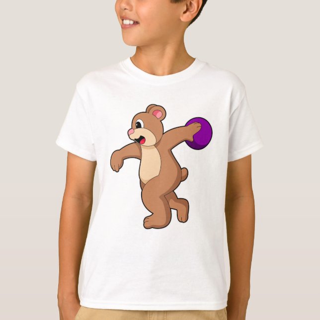 Bear at Bowling with Bowling ball T-Shirt (Front)