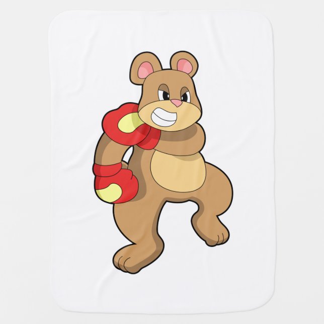 Bear at Boxing with Boxing gloves Baby Blanket (Front)