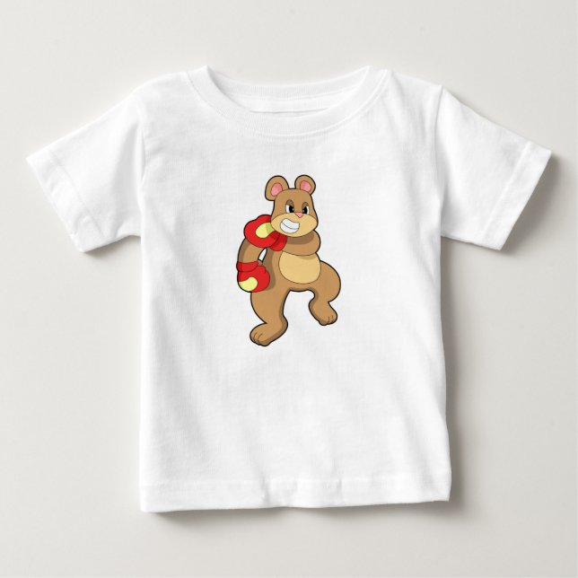 Bear at Boxing with Boxing gloves Baby T-Shirt (Front)