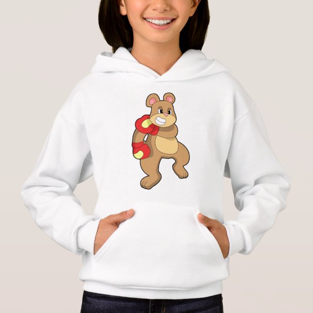 Bear at Boxing with Boxing gloves Hoodie (Front)