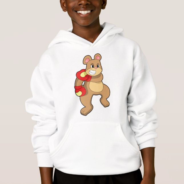 Bear at Boxing with Boxing gloves Hoodie (Front)