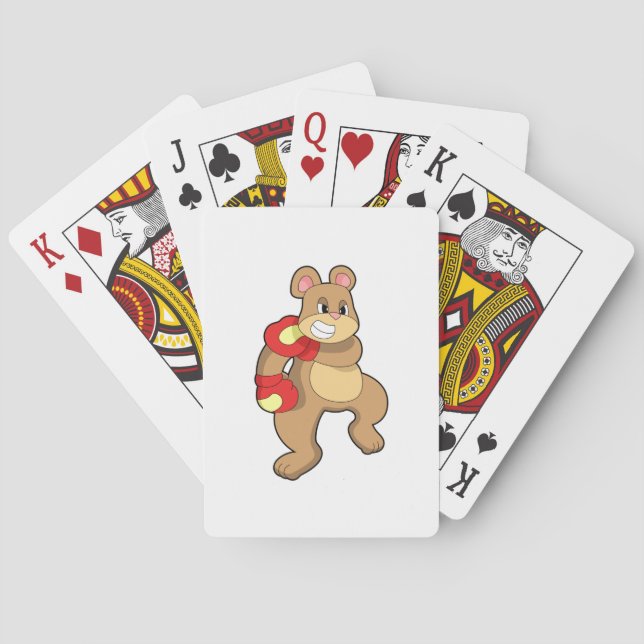 Bear at Boxing with Boxing gloves Poker Cards (Back)