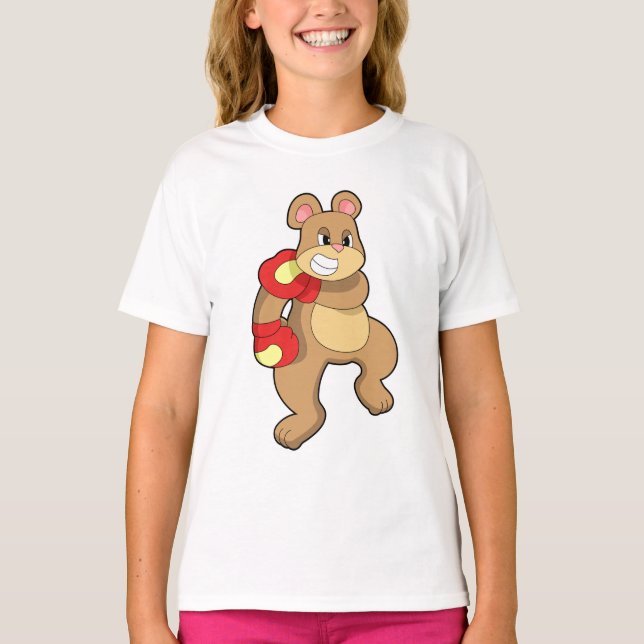 Bear at Boxing with Boxing gloves T-Shirt (Front)