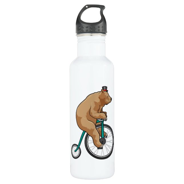 Bear at Circus with Bicycle Stainless Steel Water Bottle (Front)