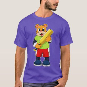 Bear at Cricket with Cricket bat T-Shirt