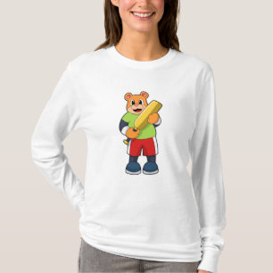 Bear at Cricket with Cricket bat T-Shirt