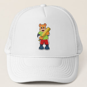 Bear at Cricket with Cricket bat Trucker Hat