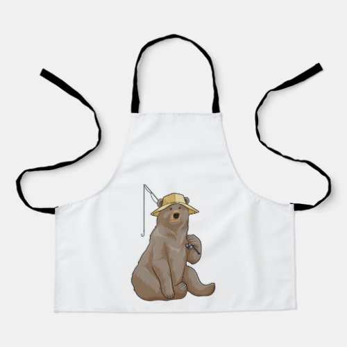 Bear at Fishing with Fishing rod Apron