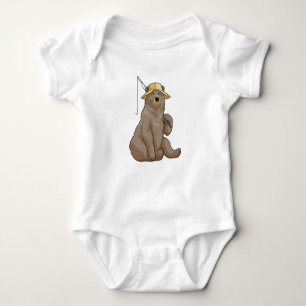 Bear at Fishing with Fishing rod Baby Bodysuit