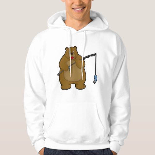 Bear at Fishing with Fishing rod  Fish Hoodie