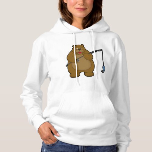 Bear at Fishing with Fishing rod  Fish Hoodie