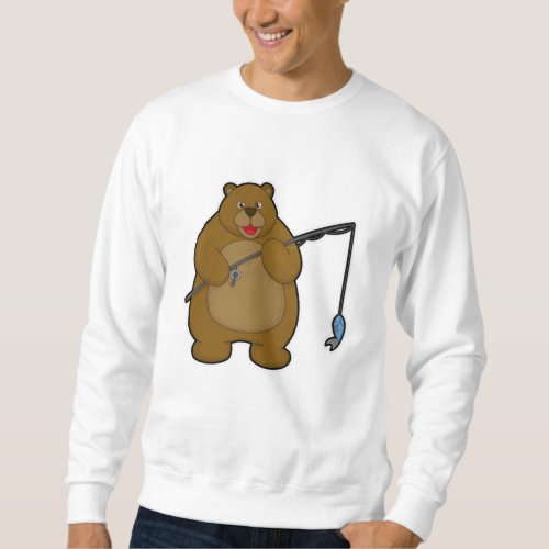 Bear at Fishing with Fishing rod  Fish Sweatshirt