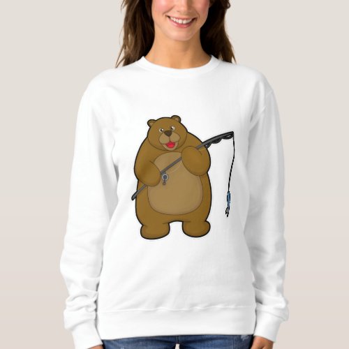 Bear at Fishing with Fishing rod  Fish Sweatshirt