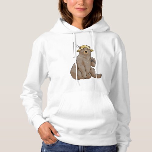 Bear at Fishing with Fishing rod Hoodie