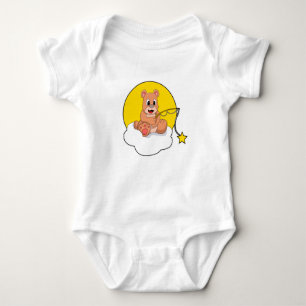 Bear at Fishing with Fishing rod on Cloud Baby Bodysuit