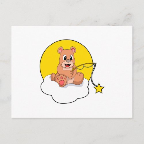 Bear at Fishing with Fishing rod on Cloud Postcard