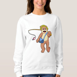 Bear at Fishing with Fishing rod Sweatshirt