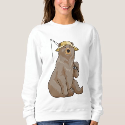 Bear at Fishing with Fishing rod Sweatshirt