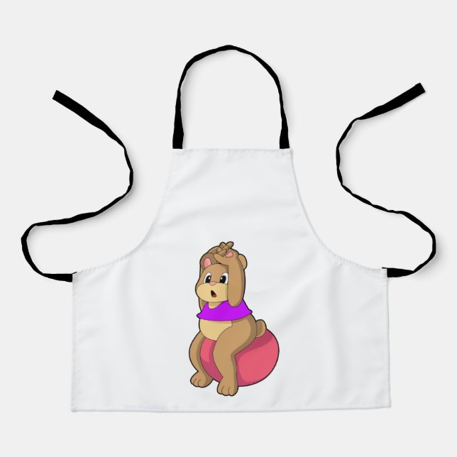 Bear at Fitness with Exercise ball.PNG Apron (Front)