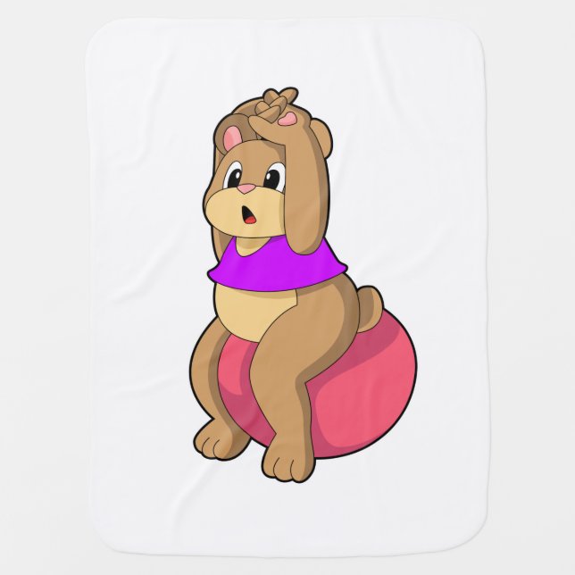 Bear at Fitness with Exercise ball.PNG Baby Blanket (Front)