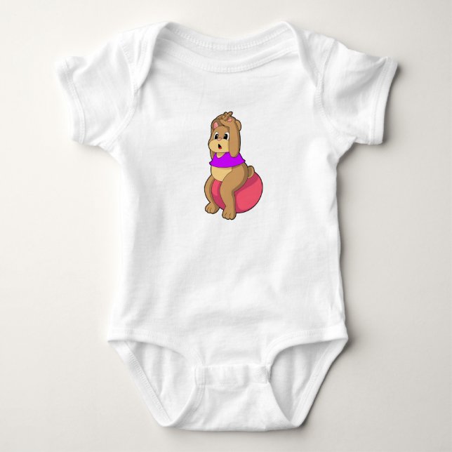 Bear at Fitness with Exercise ball.PNG Baby Bodysuit (Front)