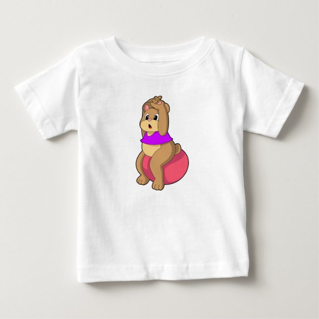 Bear at Fitness with Exercise ball.PNG Baby T-Shirt (Front)
