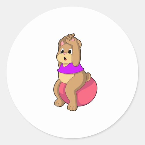Bear at Fitness with Exercise ballPNG Classic Round Sticker